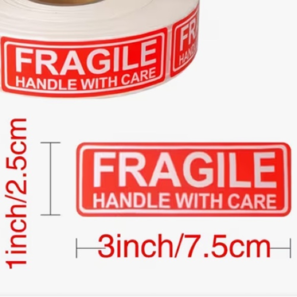 Red Fragile Handle With Care stickers